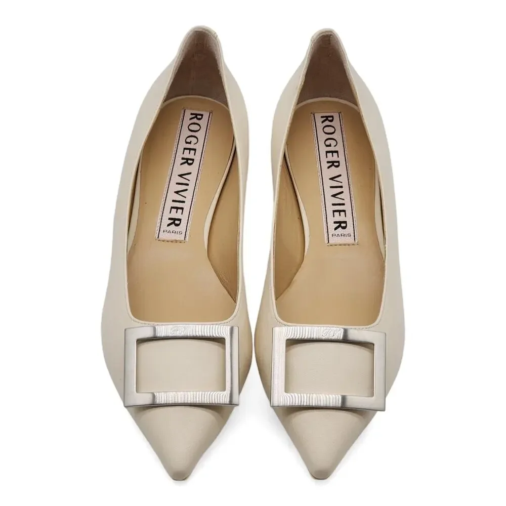 Roger Vivier Gommettine Ball Leather Ballet Flats in Beige IT 40 US 10 $750 - Picture 4 of 8